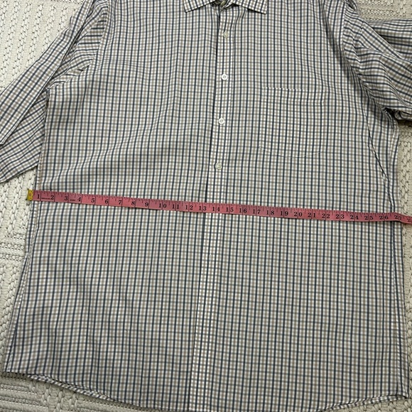 Michael Kors Men's Plaid Shirt Dress shirt- Tan and Blue Tall 17.5 /38 /39 - Picture 6 of 7